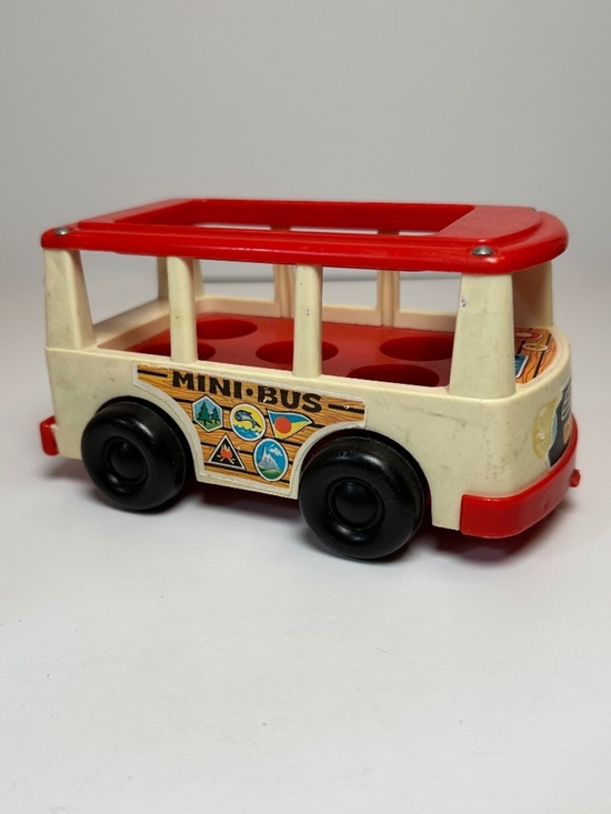 Fisher-Price Other - Vintage Fisher Price Mini Bus FP-141 1969 Little People Toy Red White USA